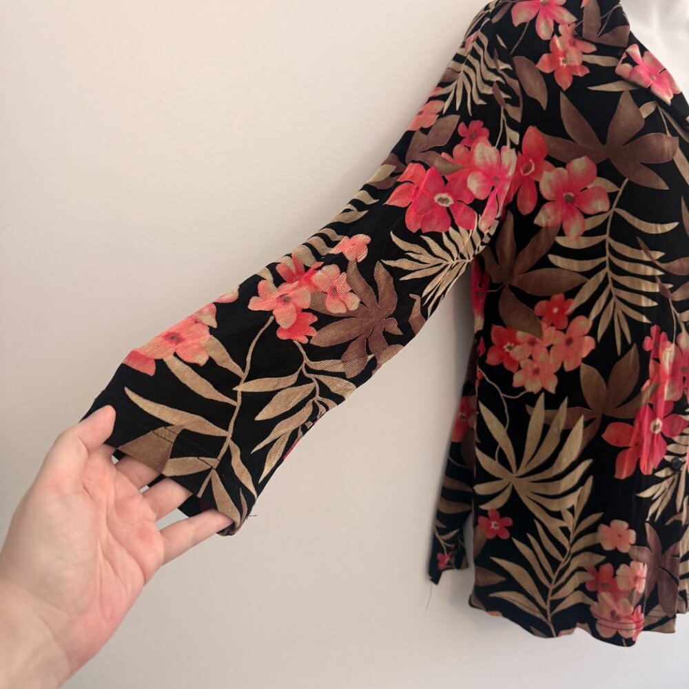Dressbarn Y2K Black Coral Floral Slinky Blouse | M - Picture 7 of 10